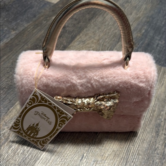 Disney Princess Pink Faux Fur Handbag with Gold Sequin Bow for girls - Picture 2 of 11